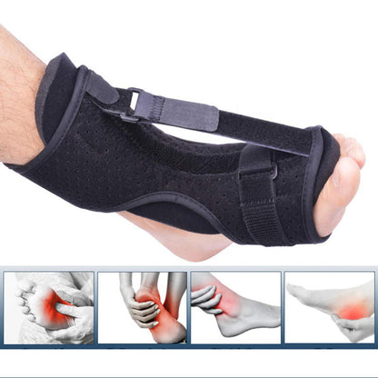 SOLEUS Night Splint — on-foot with anatomical pain-zone callouts