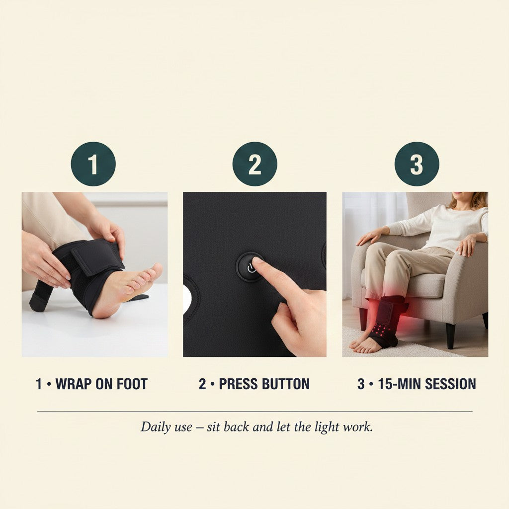 SOLEUS Light Therapy Wrap — 3-step how-to-use guide
