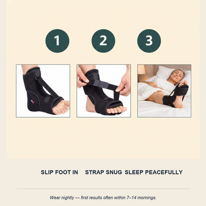 SOLEUS Night Recovery Splint — 3-step how-to-use guide (regen v2)