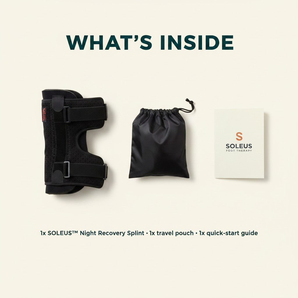 SOLEUS Night Recovery Splint — what's included in the box