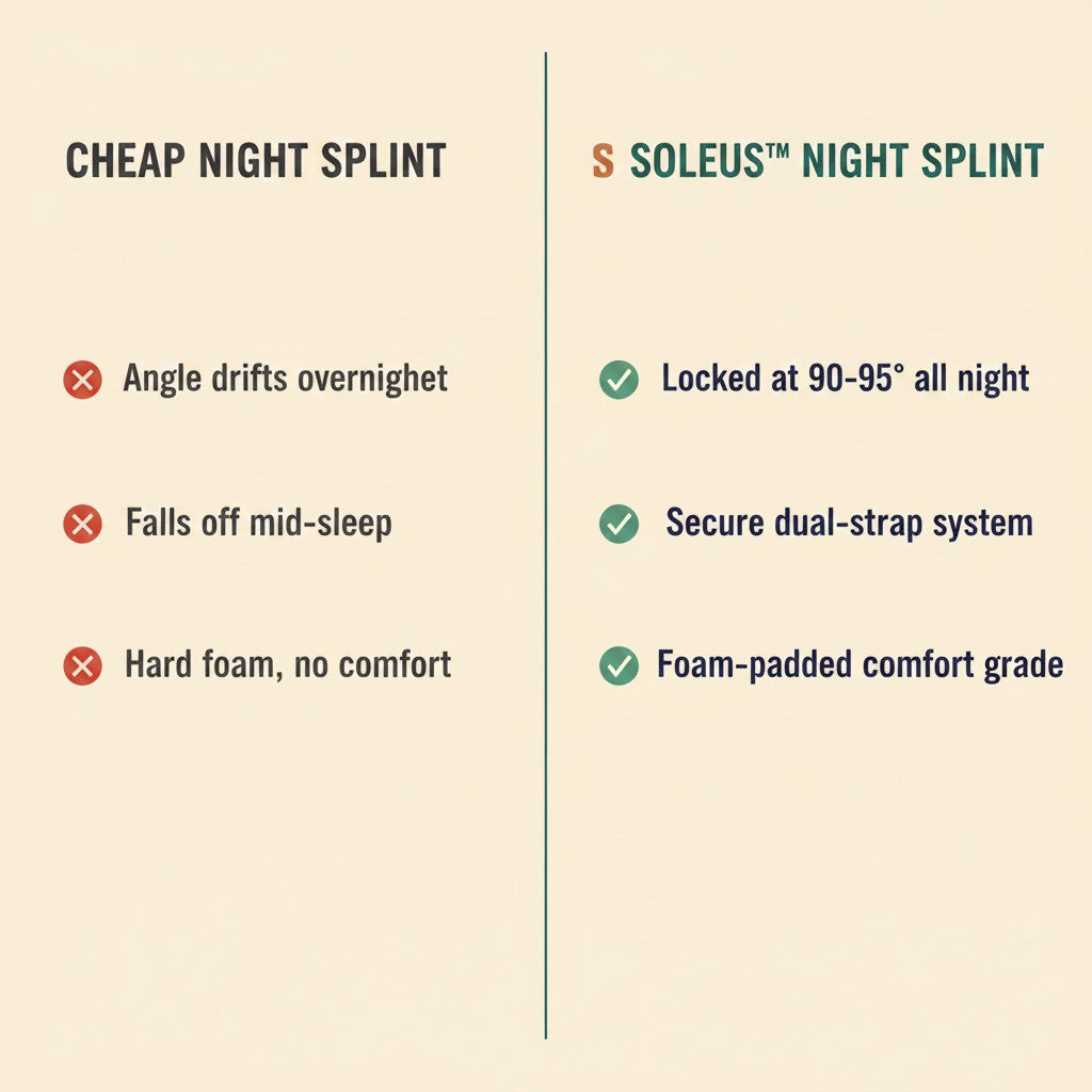 SOLEUS Night Recovery Splint — comparison vs cheap alternative