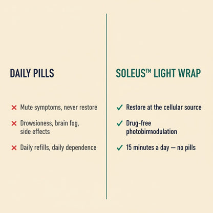 SOLEUS Light Therapy Wrap — comparison vs daily pills