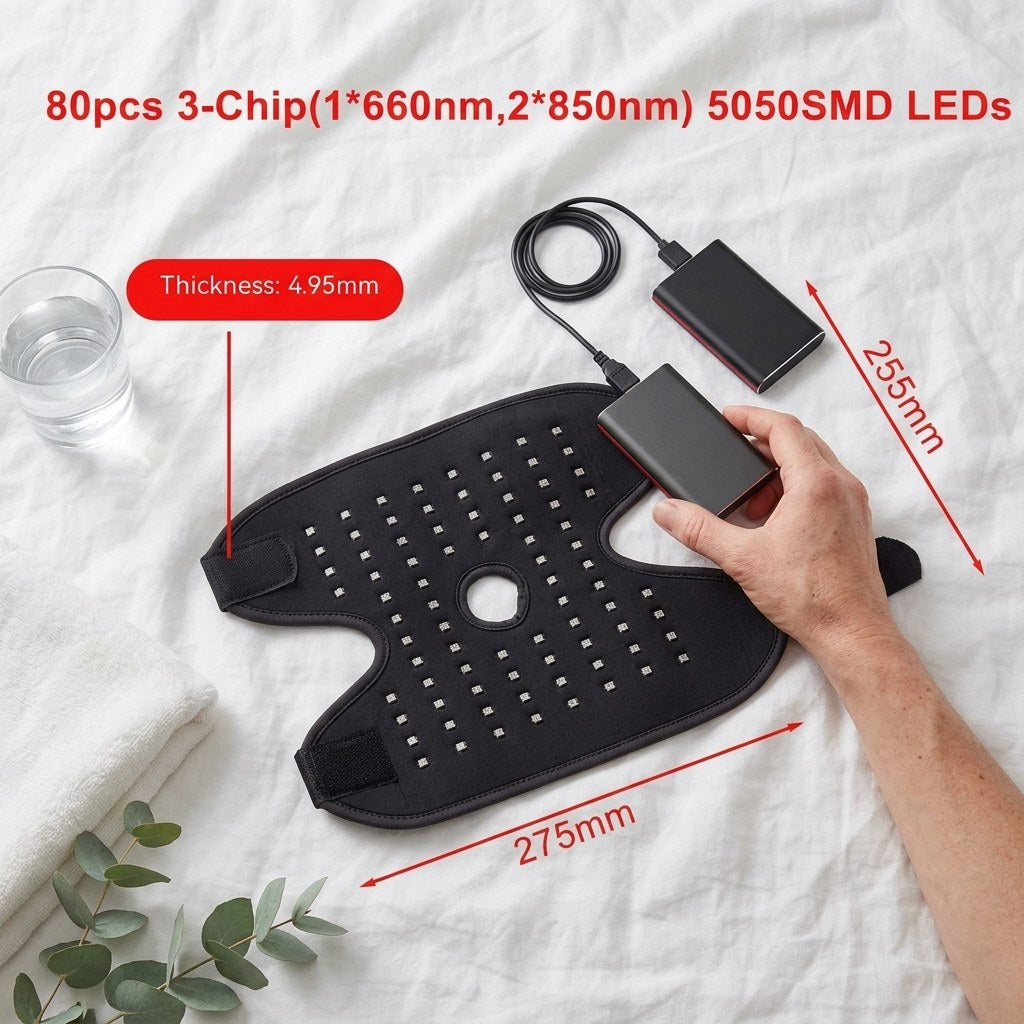 Clinical authority flat lay — same wavelengths as benchtop panels, foot-shaped