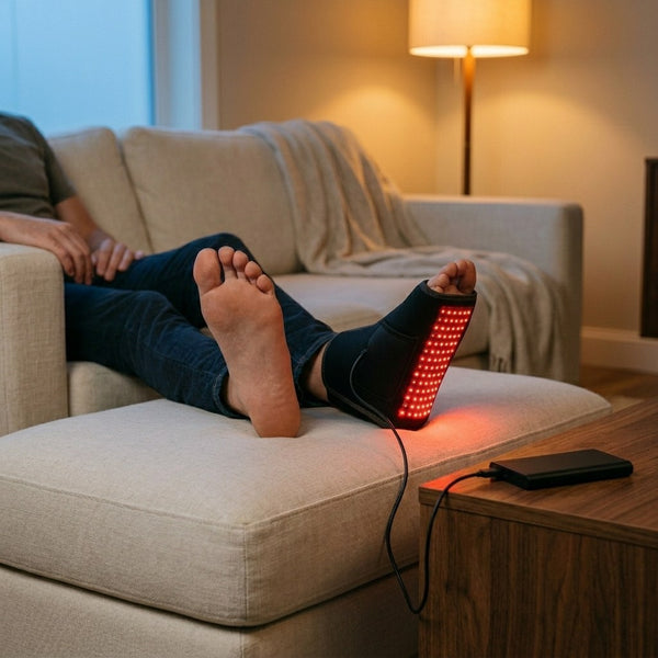Step 3 — 15-minute photobiomodulation session, wrap fully glowing red