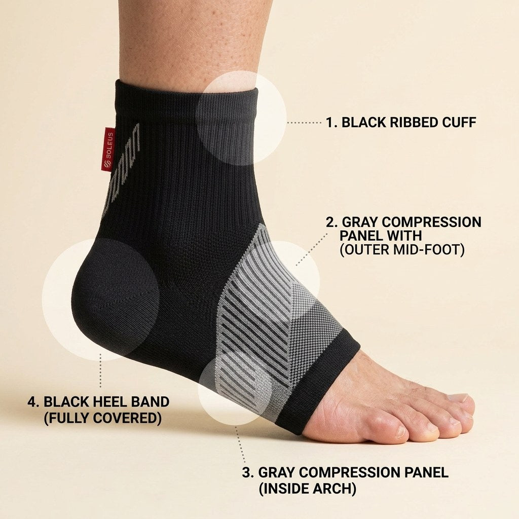 Mechanism 4-zone compression diagram with covered heel band