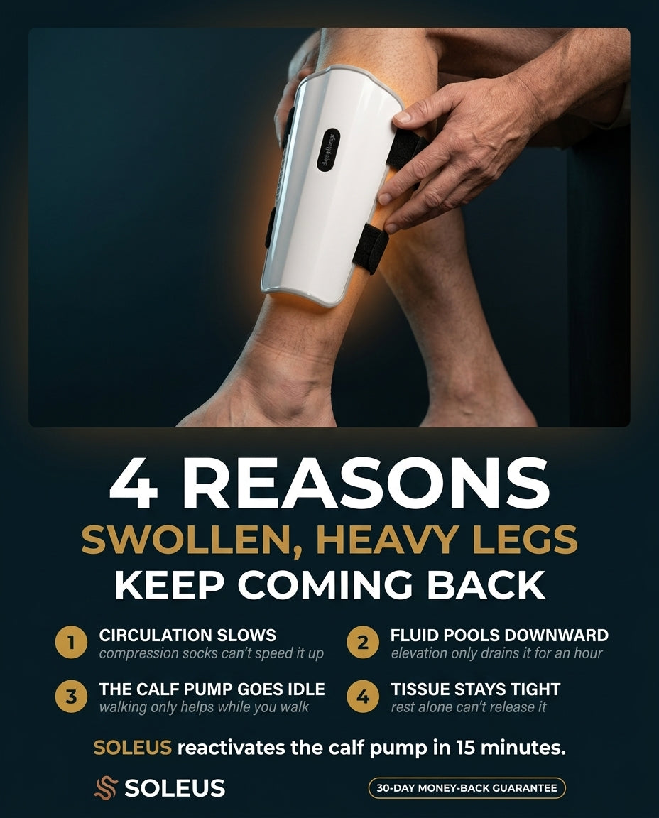 Four reasons compression socks won't help your swollen feet, shown with the SOLEUS calf sleeve