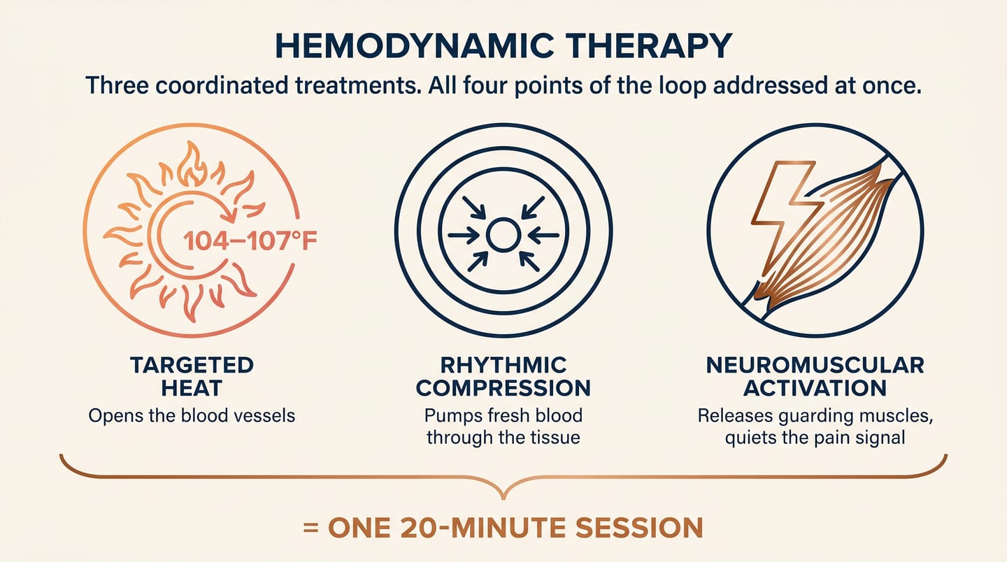 Hemodynamic Therapy — 3 coordinated treatments diagram