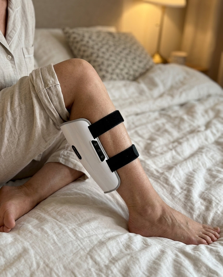Margaret R. customer photo of SOLEUS calf sleeve in bed